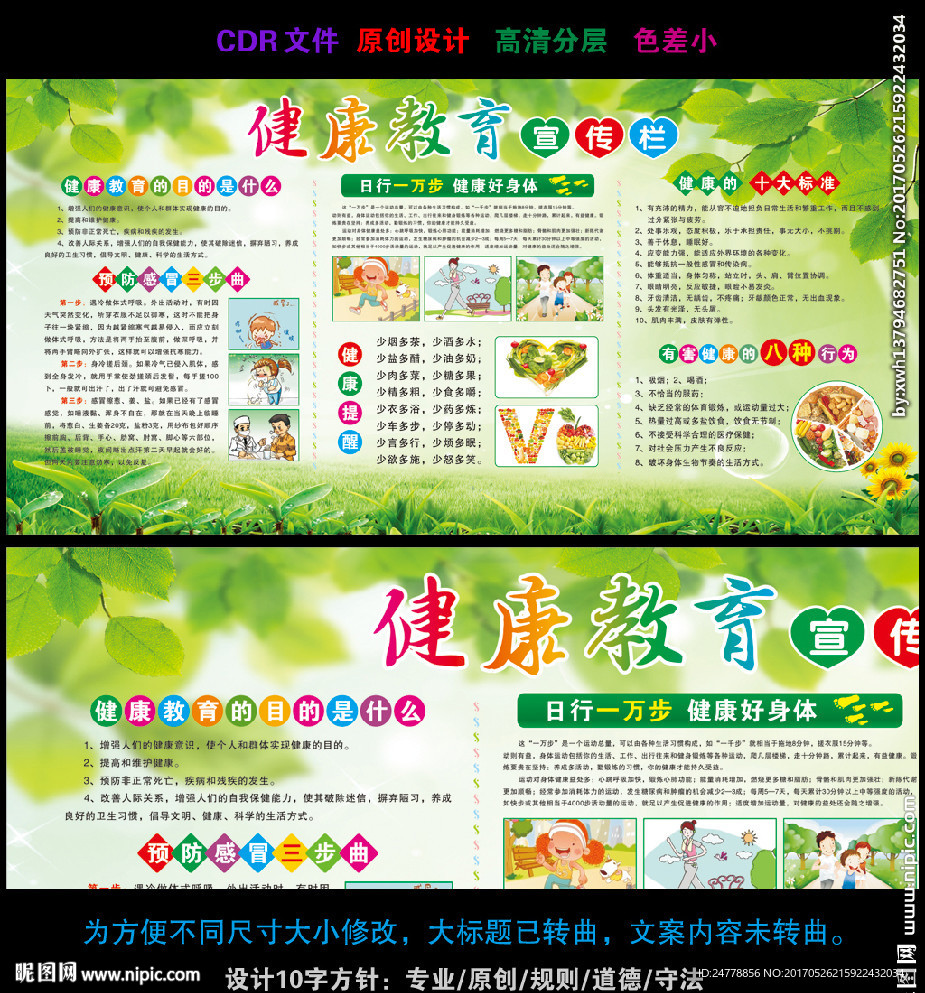 绿色底图健康教育宣传栏设计