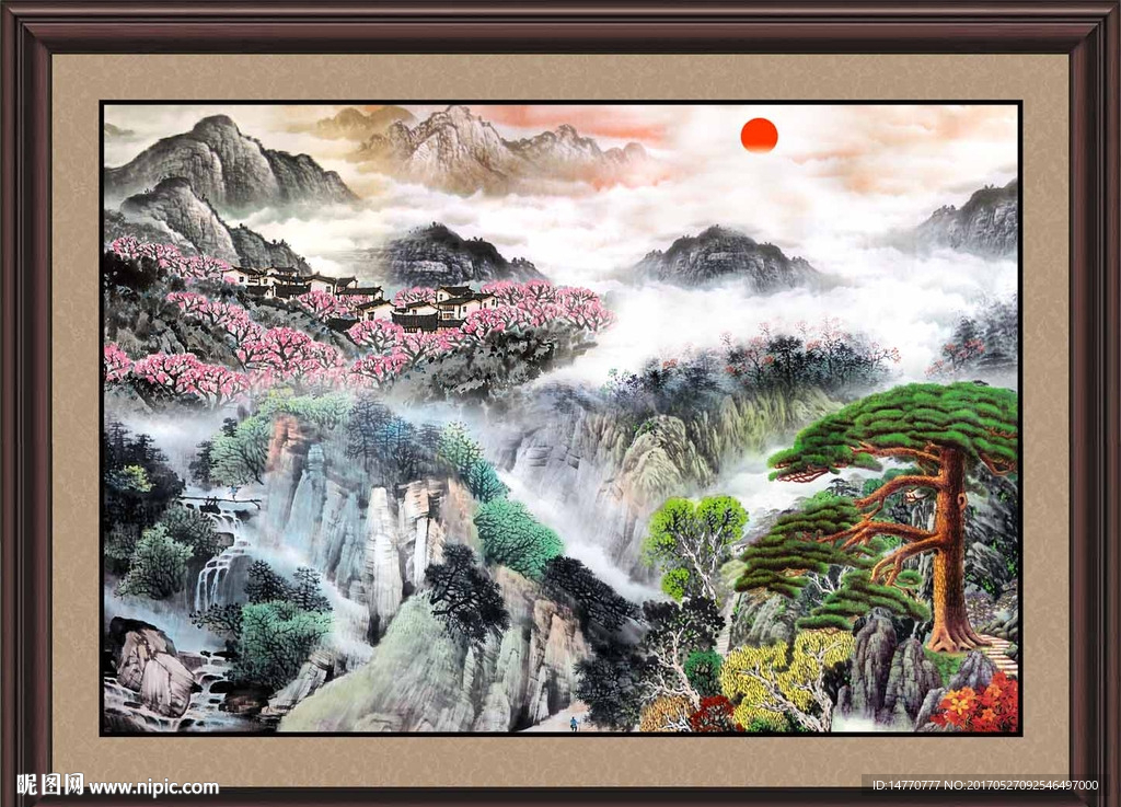 国画迎客松