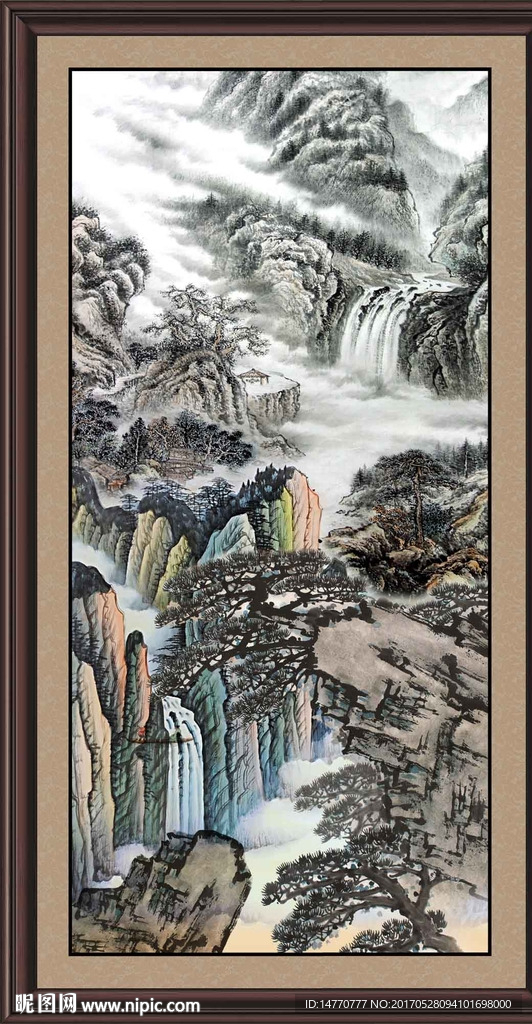 竖幅国画山水
