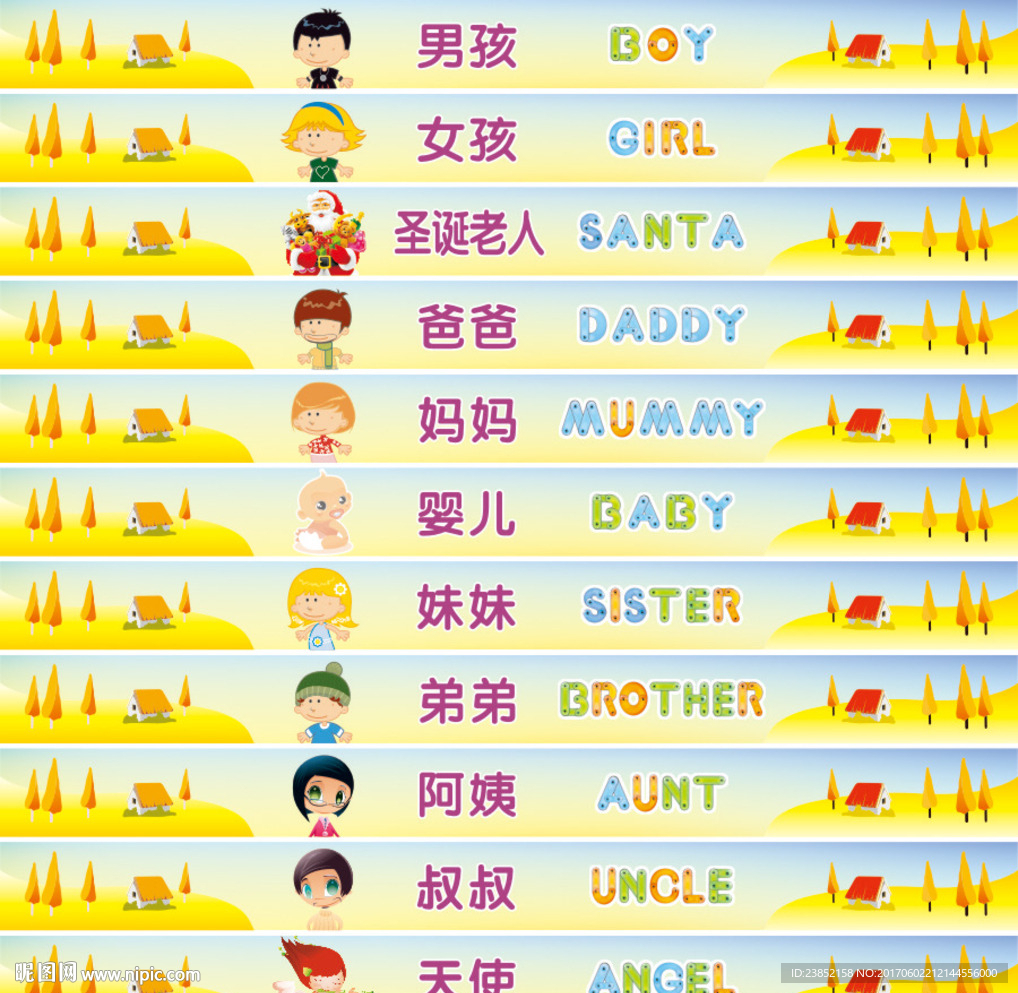 儿童乐园台阶人物称呼英文素材