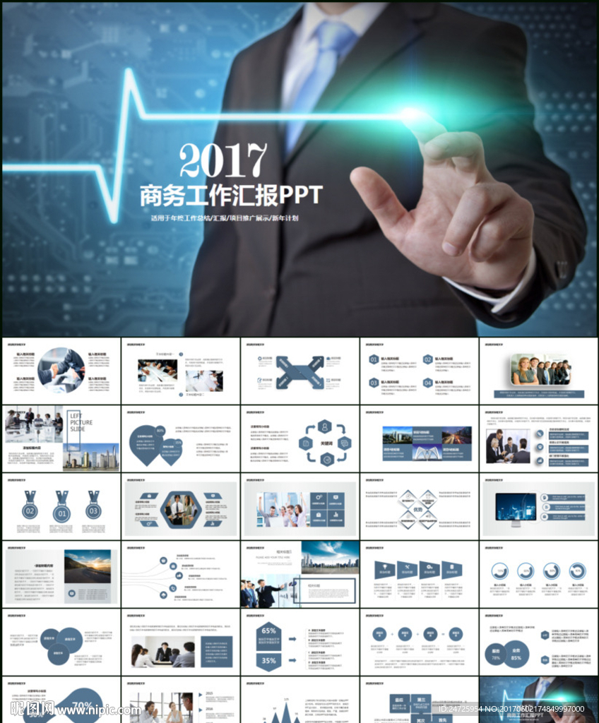 商务工作总结汇报述职报告PPT