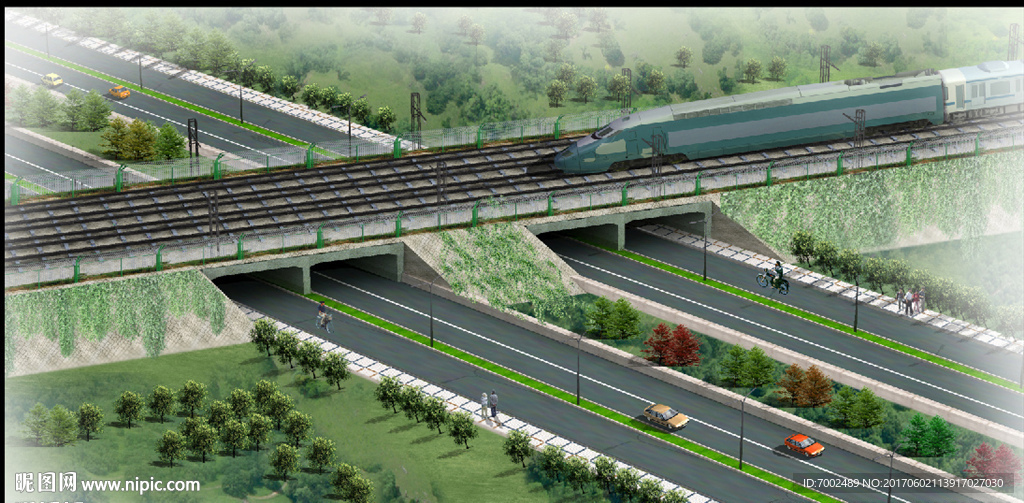 高铁立交道路效果图