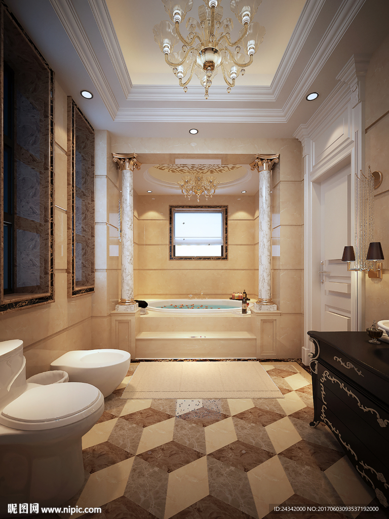 别墅卫生间装饰设计效果图