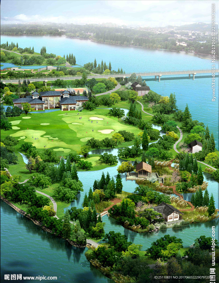 高尔夫球场水景景观设计图