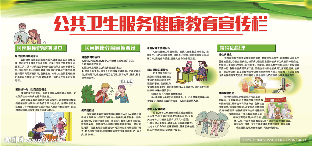 公共卫生服务健康教育宣传栏