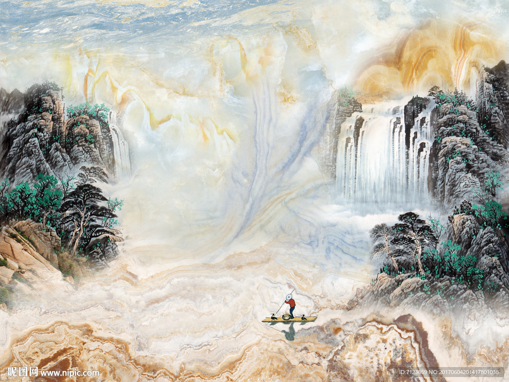 气吞山河大理石纹背景墙