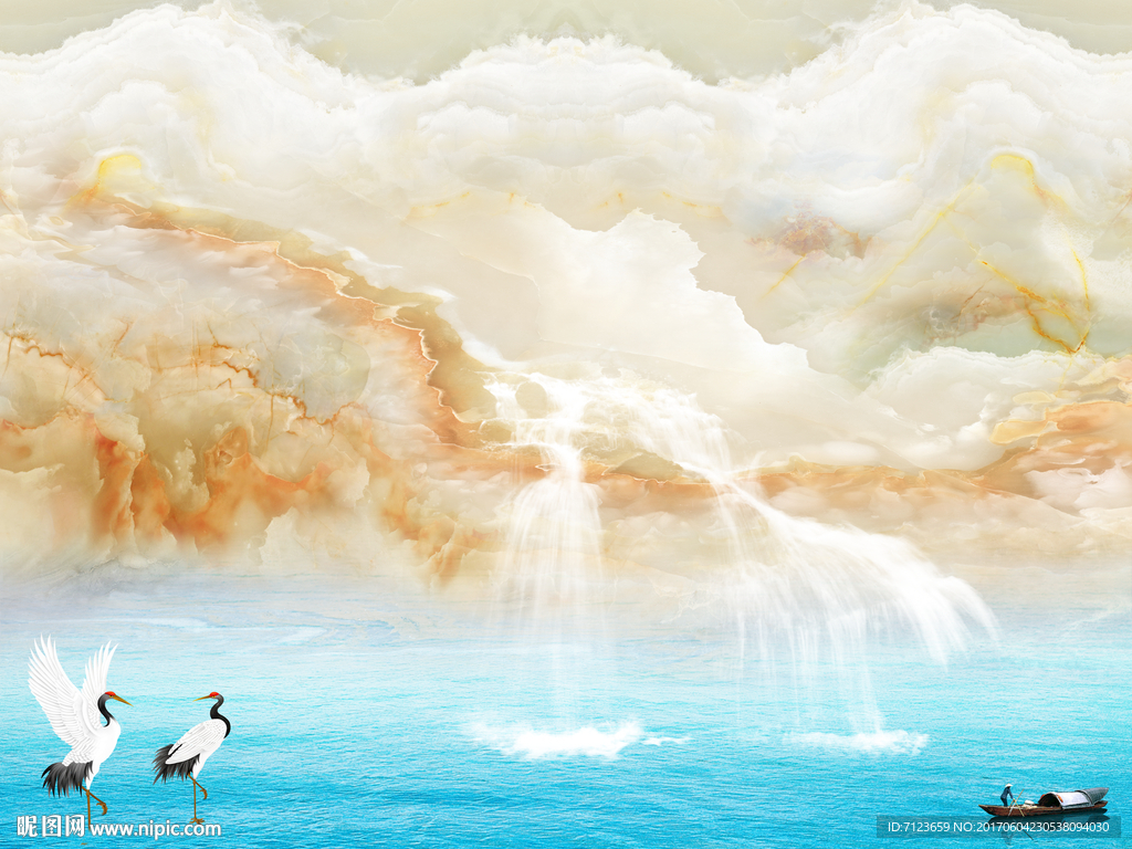 高清山水大理石石材石纹江山多娇