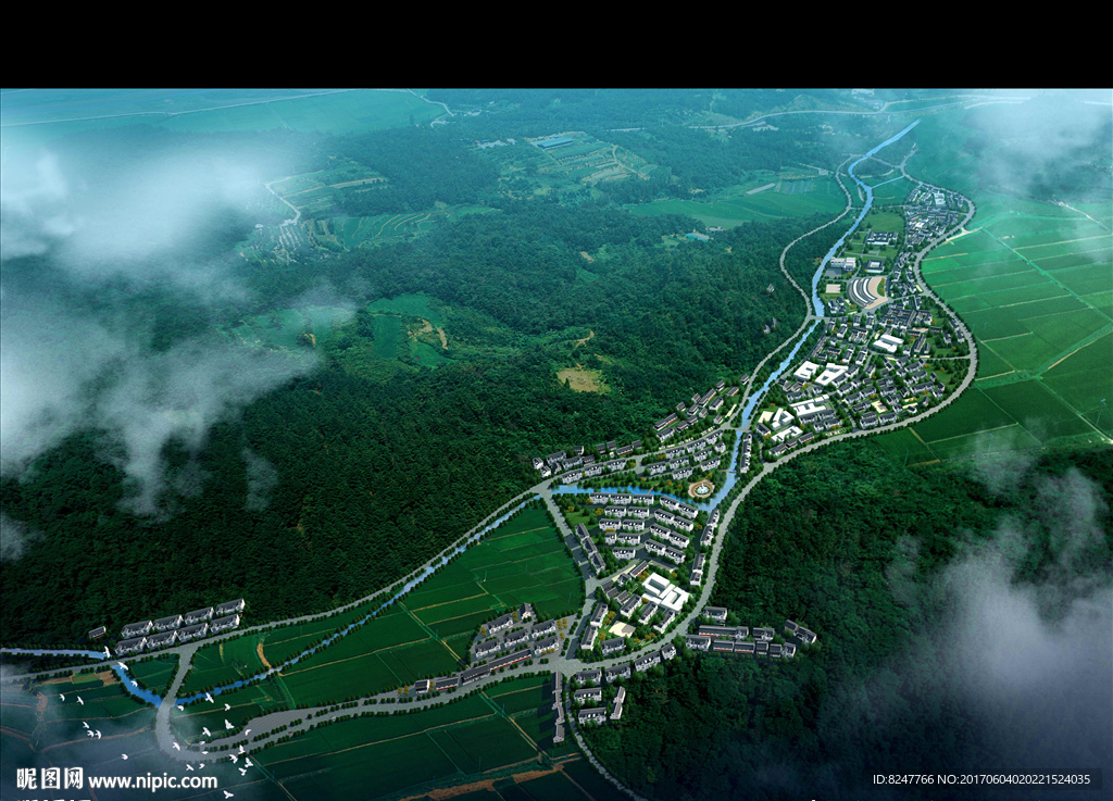 新农村规划区大鸟瞰建筑效果图