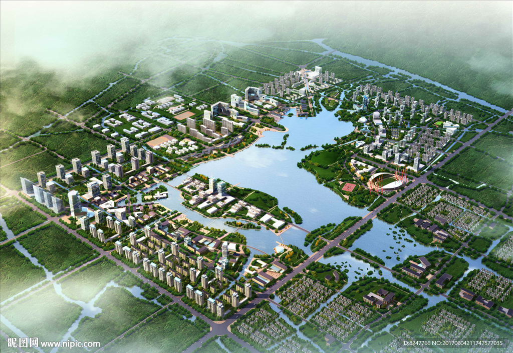 慈心湖城区改造大鸟瞰规划图