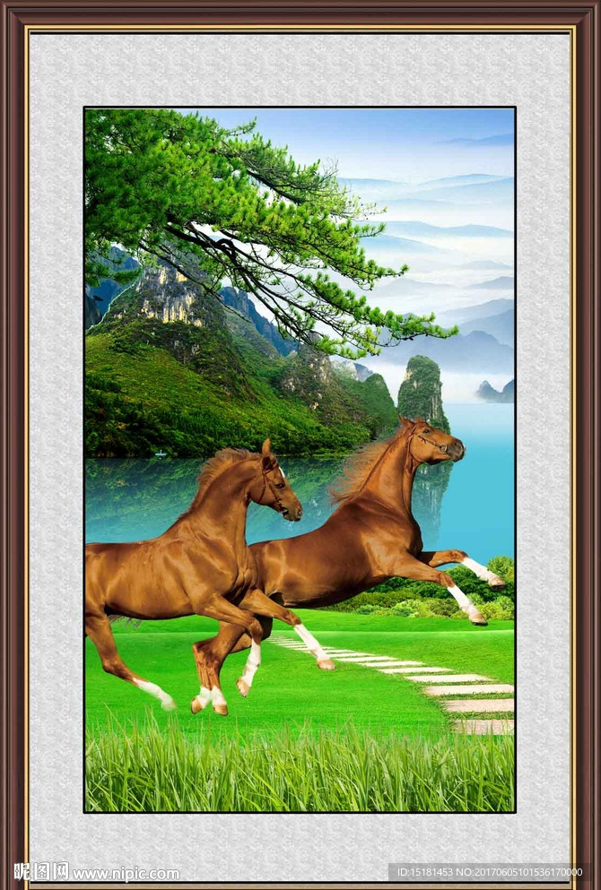风景画 骏马