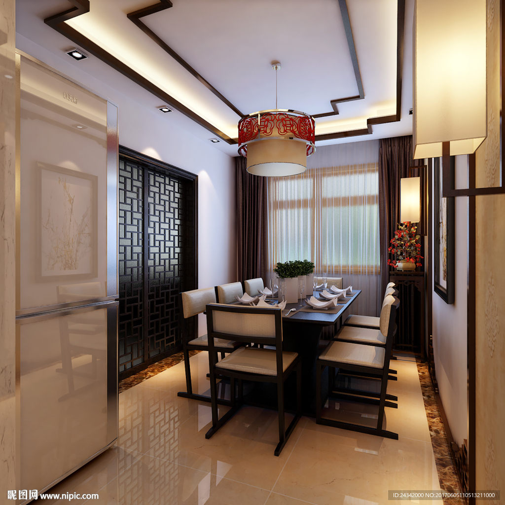 中式风格餐厅装饰设计效果图