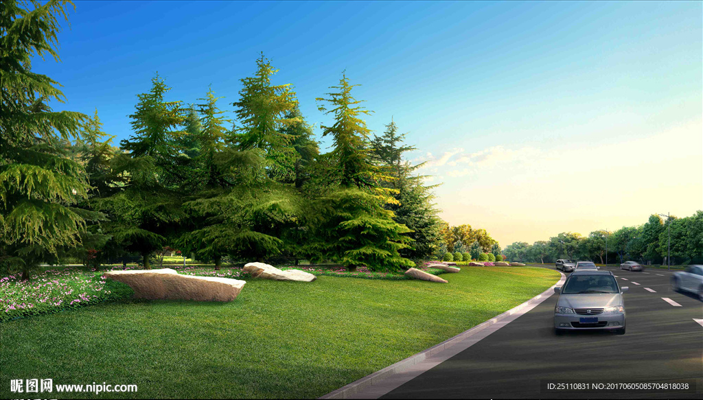 道路绿化草地景观设计图