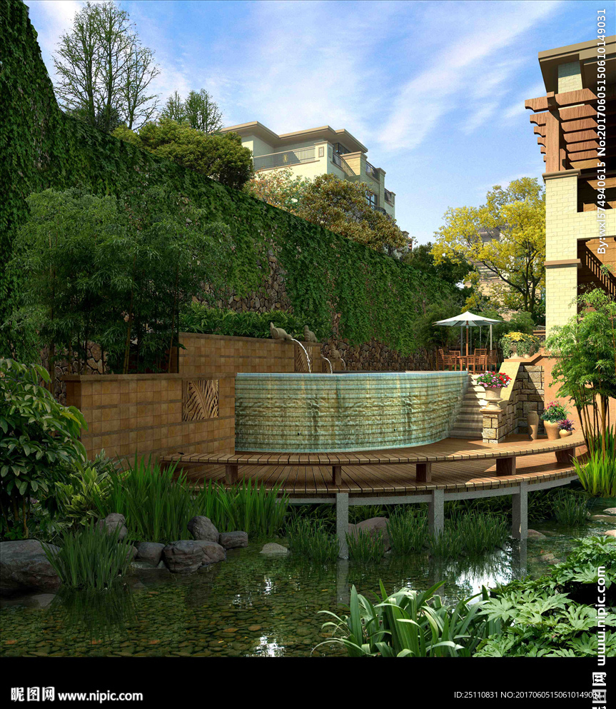 叠水水池水生植物景观设计图