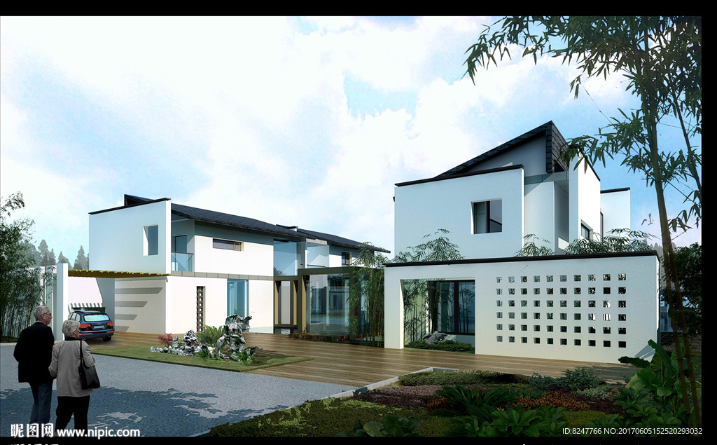 中国四合院住宅区景观效果图