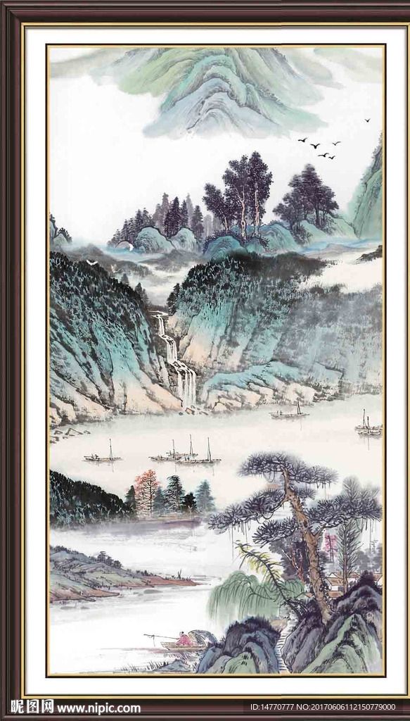 竖幅国画山水