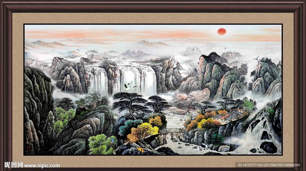 国画山水 旭日东升