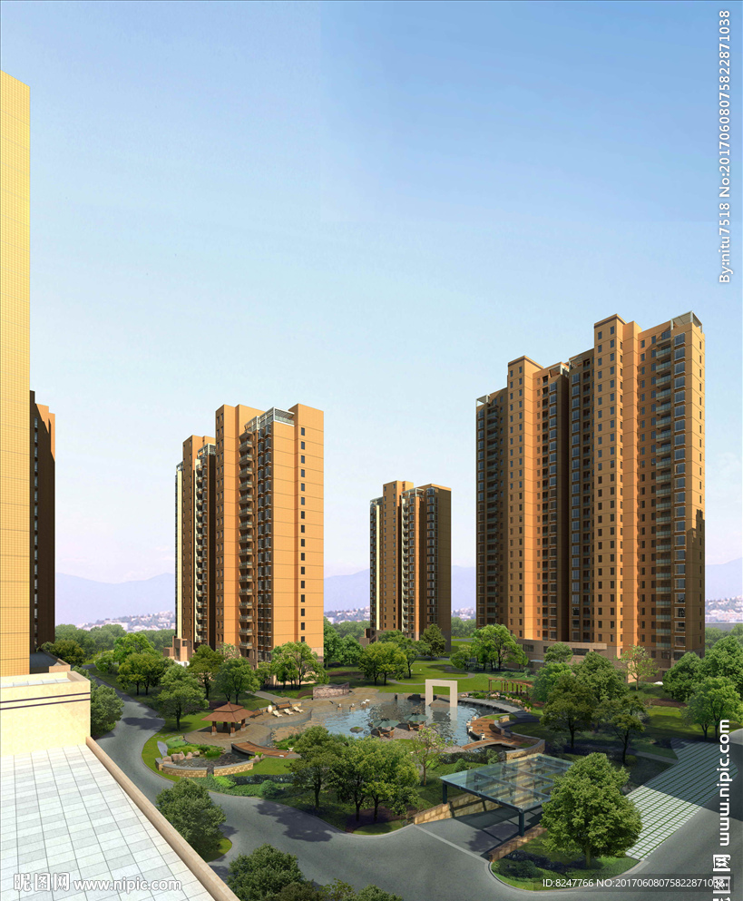 住宅小区内庭花园景观效果图
