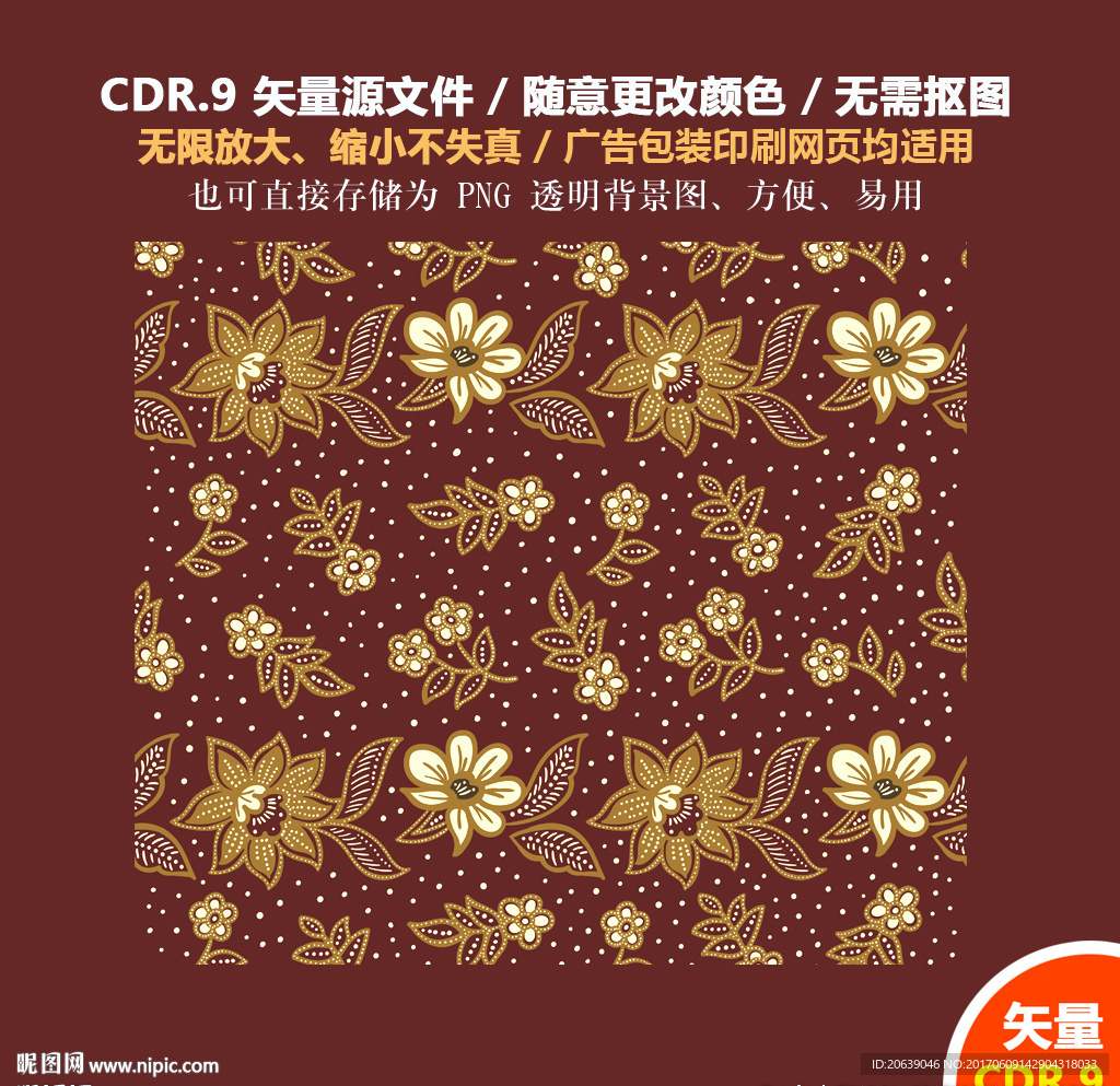 手绘花朵花纹标签矢量图