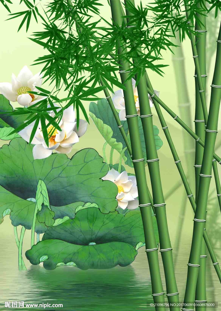 3d荷花竹子
