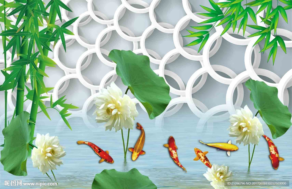 3d背景墙荷花