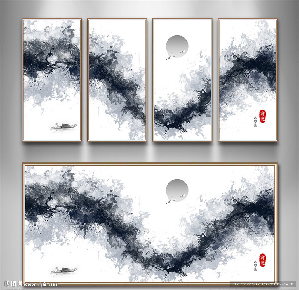水墨画设计图__绘画书法_文化艺术_设计图库_昵图网