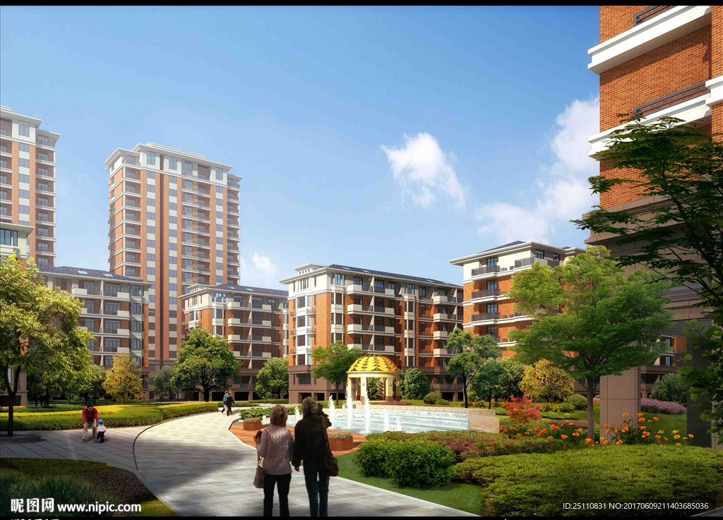 住宅小区喷泉景观效果图