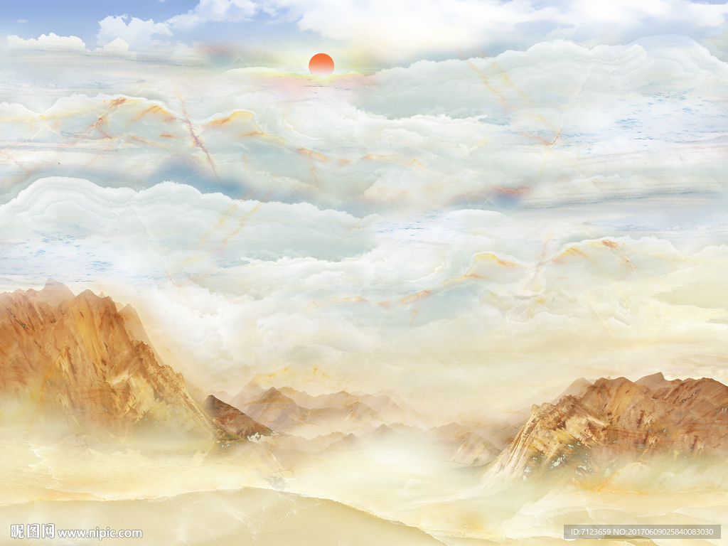 大理石 石纹山水海阔天空背景墙