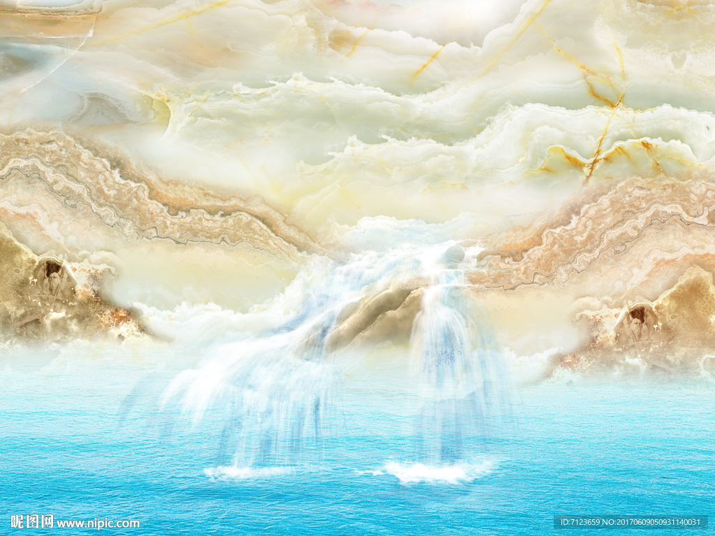 高清大理石纹山水石纹云海背景墙