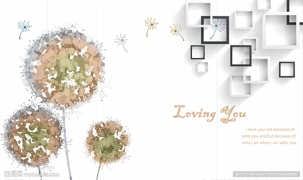 简约蒲公英电视背景墙