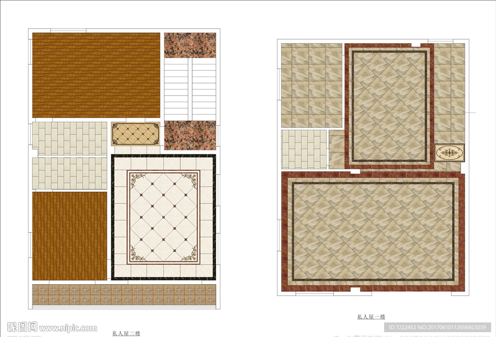私人屋一二层地面铺装图