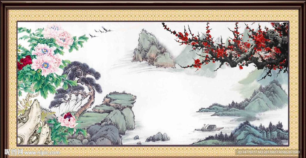 国画梅花 牡丹图