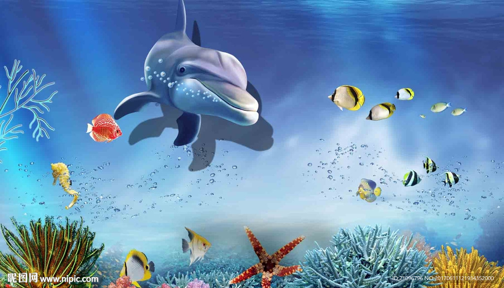 海豚背景墙