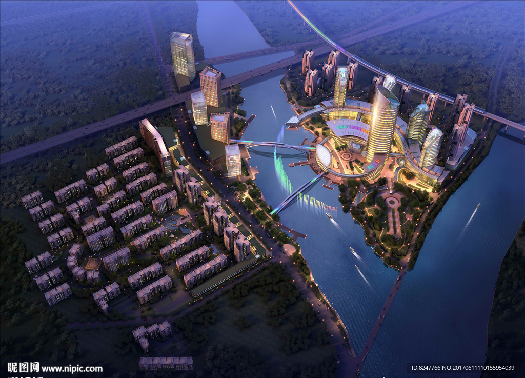 喷泉音乐时代之窗鸟瞰建筑效果图