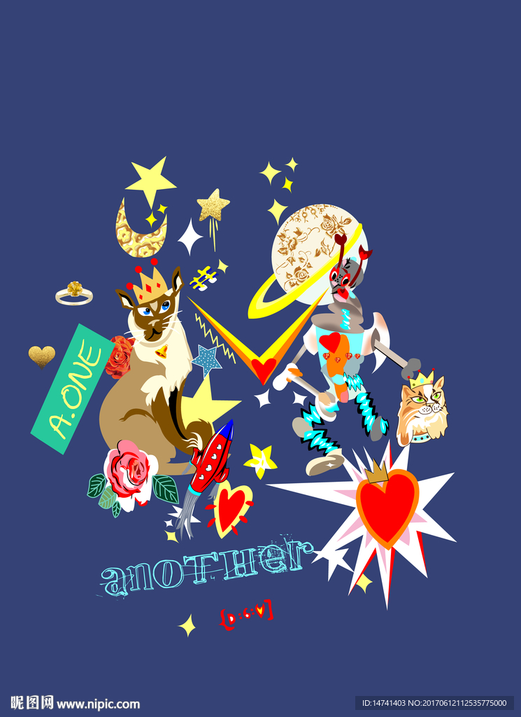 猫国王外星人星球大战红花爱心