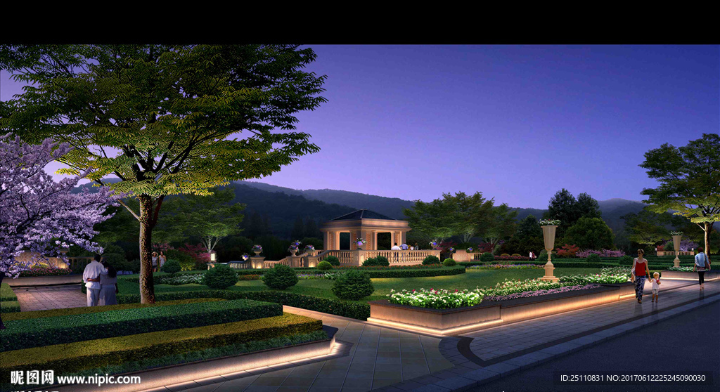 花卉景观夜景图