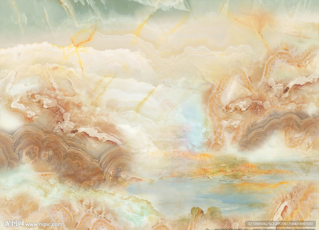 青色大气电视背景墙大理石玉石大