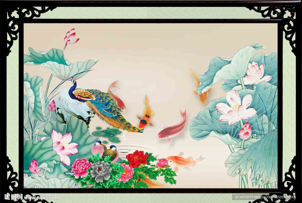 荷花鲤鱼图