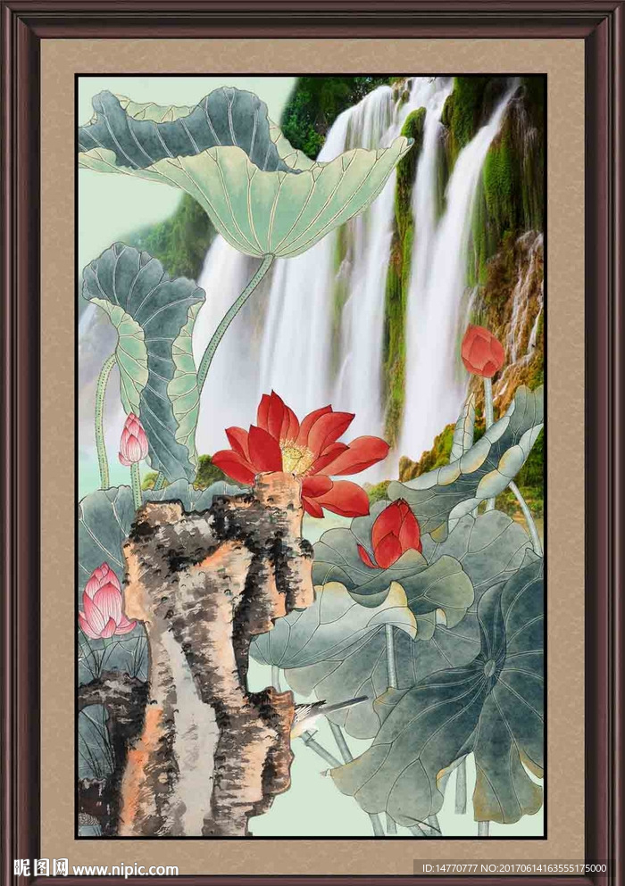 荷花山水