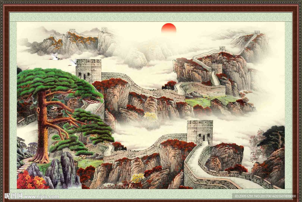 长城国画迎客松