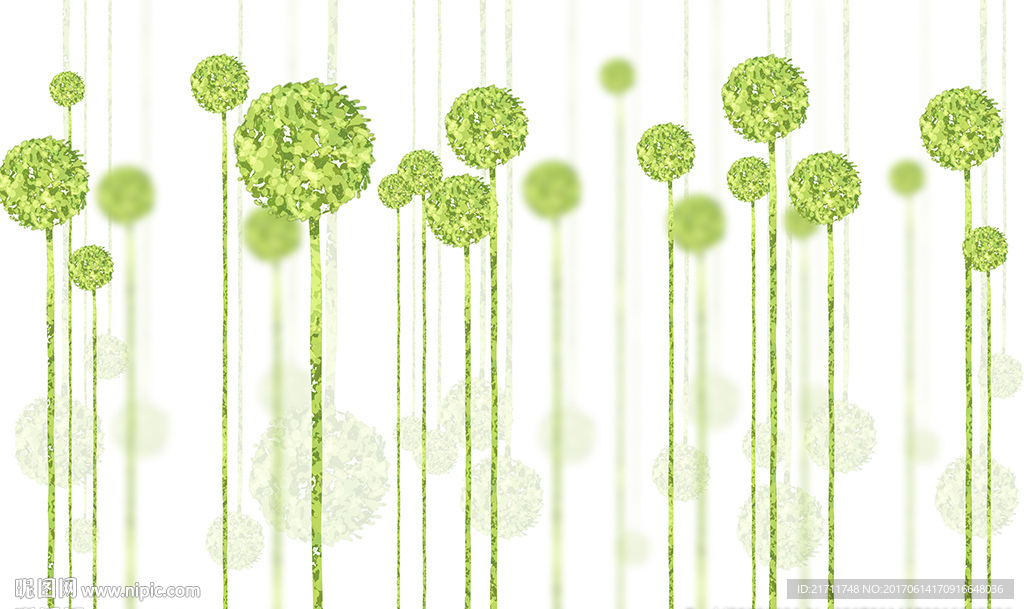 简约绿色清新蒲公英电视背景墙