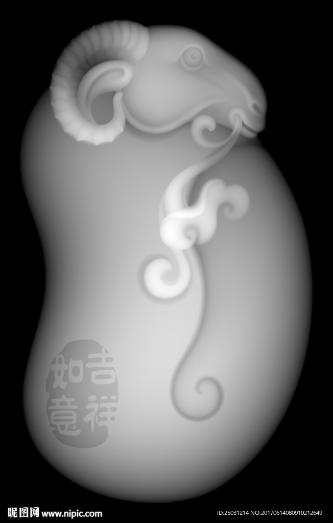 玉雕灰度图  羊