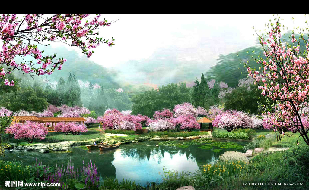 河道花卉景观图