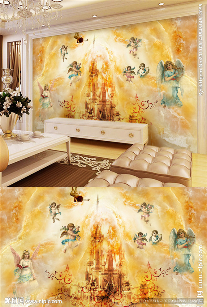 欧洲古典神话大理石纹背景墙