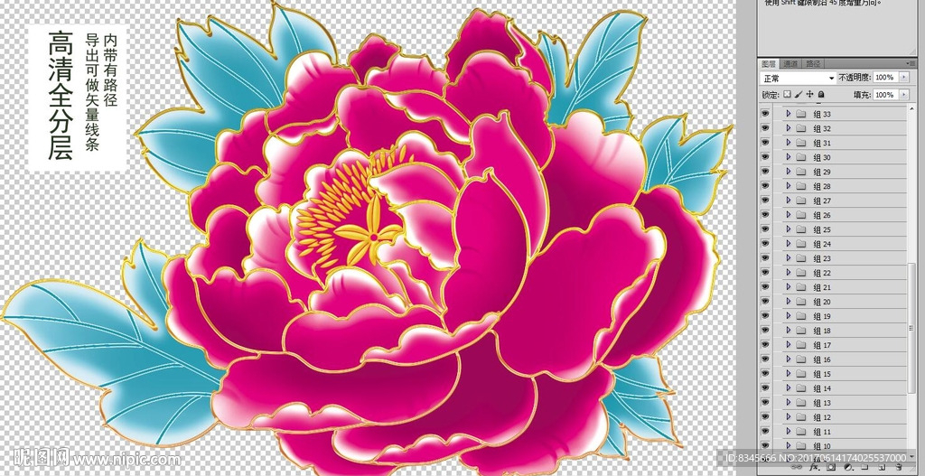牡丹花分层