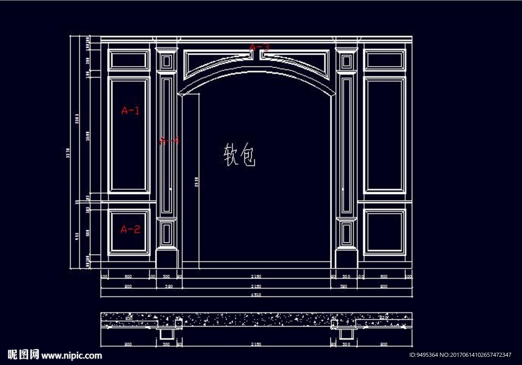 家装CAD实木背景压线墙板背景