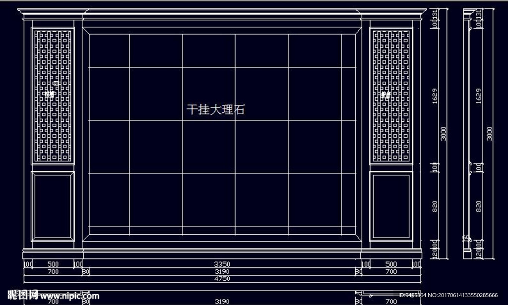 家装CAD实木背景压线墙板背景