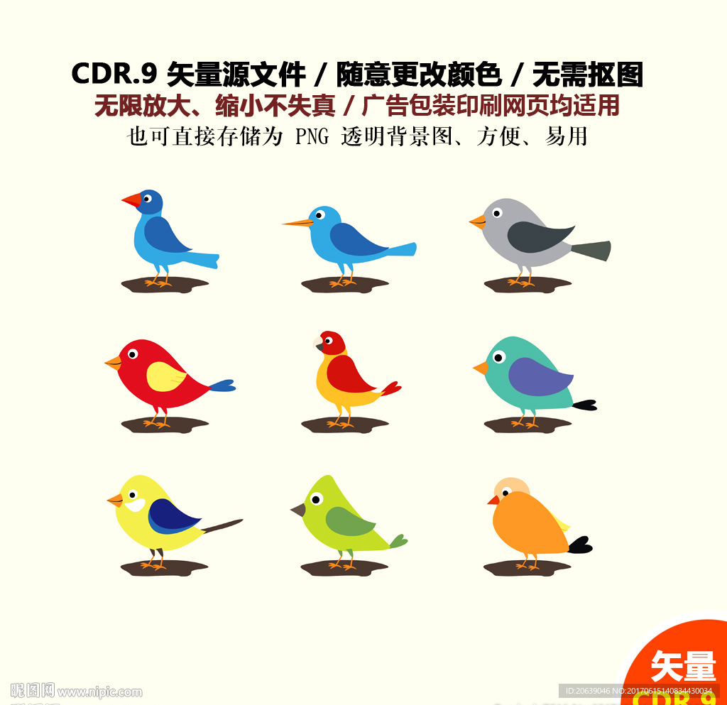 卡通可爱小鸟矢量图