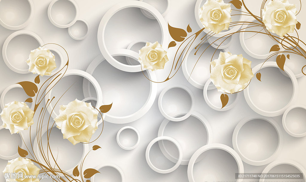 现代圈圈玫瑰电视背景墙