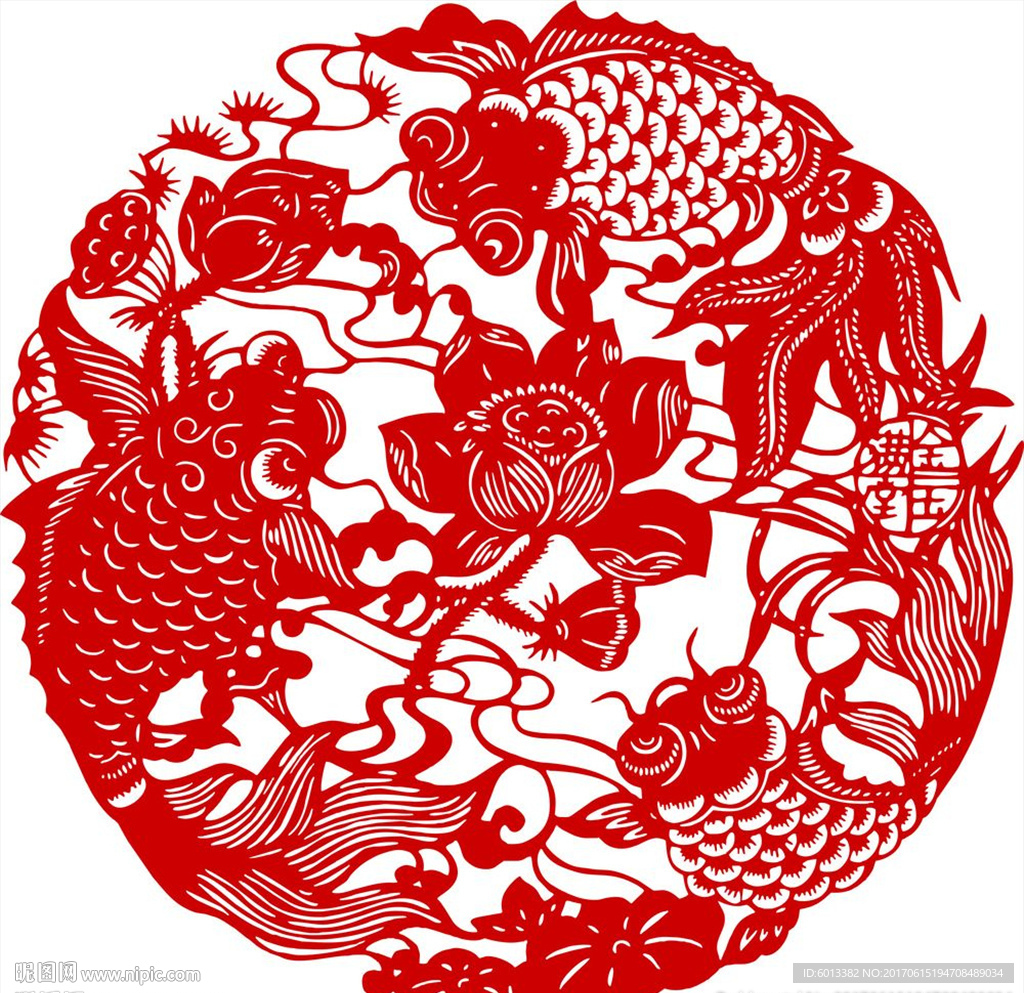 富贵有余剪纸