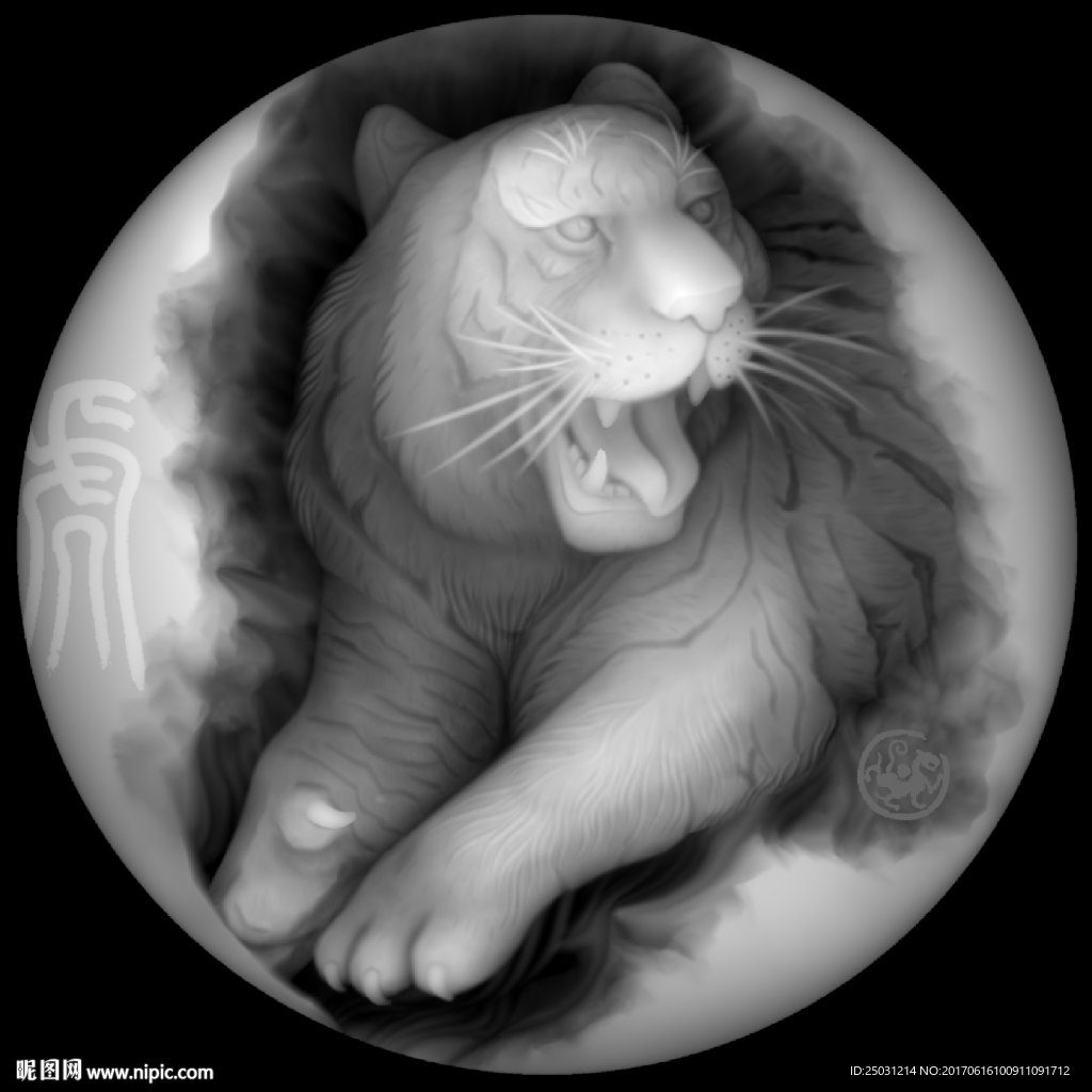 精雕灰度图  老虎